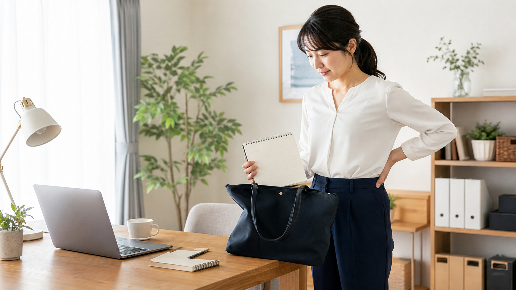 ぎっくり腰から仕事復帰する準備をする女性