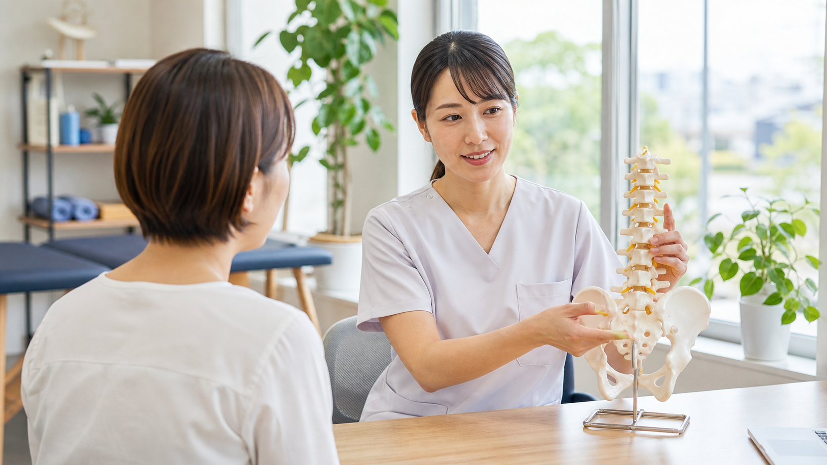 背骨模型を使って説明する専門家