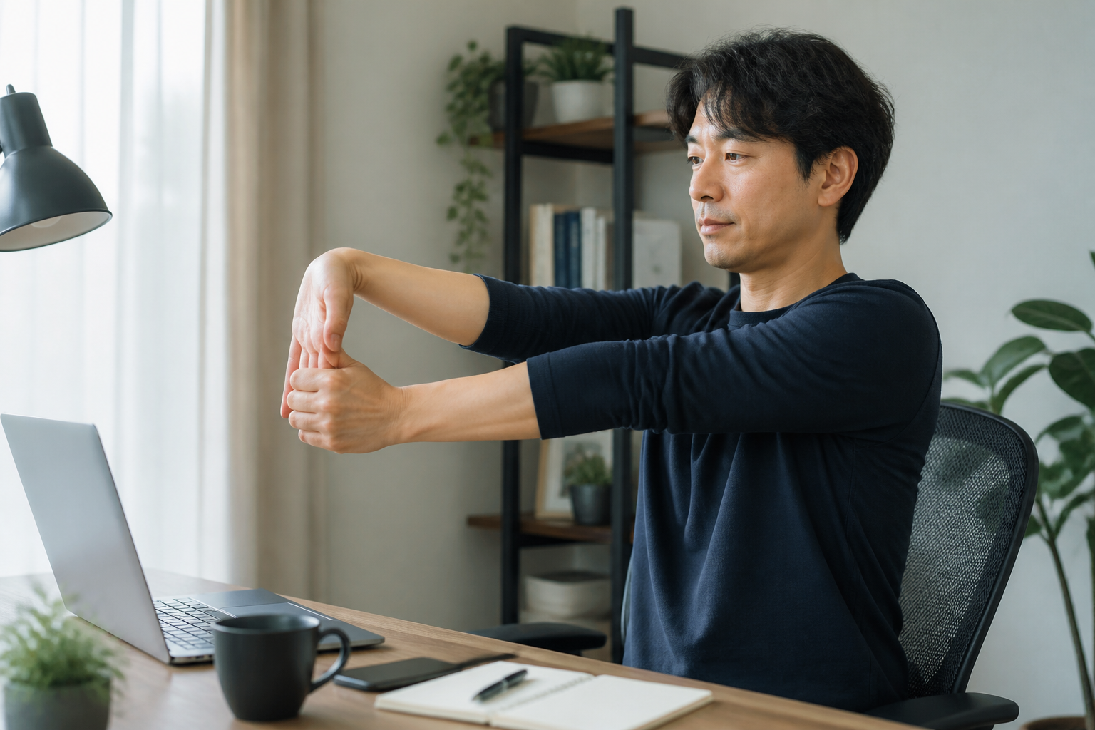 パソコン作業で腕がだるい方へ｜手首と肩を一緒に休ませる習慣に関連する手首と前腕のストレッチ